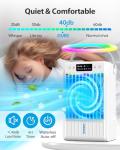 Portable Air Conditioners Fan,AI Portable AC Unit With 1500ML Water Tank,4-IN-1 Evaporative Air Cooler with Remote Control 7 Color Light Personal Mini Air Conditioner Portable for Room Office (White)