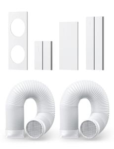 DREO Adjustable Portable Air Conditioner Window Vent Kit for Dual Hose with 5.9 Inch Exhaust Duct, Upgraded Seamless Window Panel Kit for Sliding Windows, Doors, Compatible with AC318S & AC319S