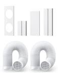 DREO Adjustable Portable Air Conditioner Window Vent Kit for Dual Hose with 5.9 Inch Exhaust Duct, Upgraded Seamless Window Panel Kit for Sliding Windows, Doors, Compatible with AC318S & AC319S