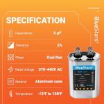 [2025 Updated] 6 uF MFD 6uf ±5% 370-440VAC Oval Run Start Capacitor 50/60 Hz AC Electric Replacement Part by Blue Stars - Exact Fit for AC Motor Run or Fan Start and Cool or Heat Pump Air Conditioner