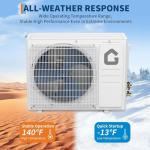 12,000 BTU Mini Split Air Conditioner and Heater, 19 SEER, 208-230V, Inverter AC & Heat Pump with Timer and Sleep Mode, Cools and Heats Rooms up to 750 Sq Ft, Ideal for Bedroom, Living Room, Office