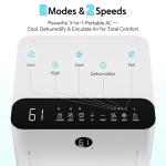 10,000 BTU Portable Air Conditioner for Rooms up to 450 Sq.Ft, 4-in-1 Cooling/Dry/Fan/Sleep Mode, Remote Control, High Low Speed, Window Kit Included, White