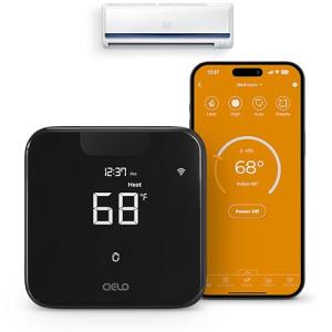 Breez Max | ENERGY STAR CERTIFIED Smart AC Controller | WiFi Thermostat for Mini-Split, Window, Portable ACs/Heat Pumps | AI-Based Tech | Free App, No Subscriptions | Alexa, Google, IFTTT etc. (Black)
