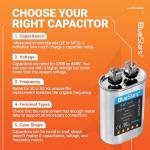 [2025 Updated] 6 uF MFD 6uf ±5% 370-440VAC Oval Run Start Capacitor 50/60 Hz AC Electric Replacement Part by Blue Stars - Exact Fit for AC Motor Run or Fan Start and Cool or Heat Pump Air Conditioner
