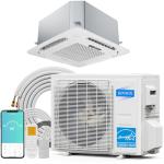 ROVSUN 23000 BTU Smart WIFI Ceiling Cassette Mini Split AC/Heating System with Inverter & APP Control, 23 SEER2 Ductless Air Conditioner with Pre-Charged Condenser, Heat Pump & Installation Kit, 230V