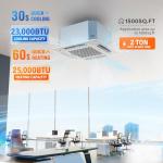 ROVSUN 23000 BTU Smart WIFI Ceiling Cassette Mini Split AC/Heating System with Inverter & APP Control, 23 SEER2 Ductless Air Conditioner with Pre-Charged Condenser, Heat Pump & Installation Kit, 230V