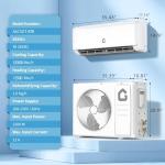 12,000 BTU Mini Split Air Conditioner and Heater, 19 SEER, 208-230V, Inverter AC & Heat Pump with Timer and Sleep Mode, Cools and Heats Rooms up to 750 Sq Ft, Ideal for Bedroom, Living Room, Office