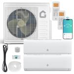 28K BTU Dual Zone WIFI Mini Split AC/Heating System, 20 SEER2 12000 + 18000 BTU Ductless 2 Zone Mini Split Air Conditioner & Heat Pump, No Copper Tube Line Set Included-208-230V