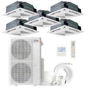 Cooper & Hunter 5 Zone 9k+9k+9k+9k+9k Ceiling Cassettes with Installation Kits, 4 Ton Five Zone Ductless Multi Mini Split Air Conditioner