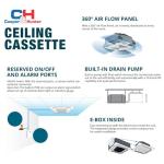 Cooper & Hunter 5 Zone 9k+9k+9k+9k+9k Ceiling Cassettes with Installation Kits, 4 Ton Five Zone Ductless Multi Mini Split Air Conditioner