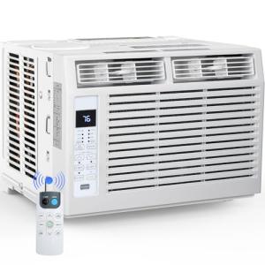 Electactic Window Air Conditioner 6,000 BTU, Window Type AC Unit with Cooling, Dry Mode, 4 Fan Speeds, 24-H Timer, Sleep Mode, Cooling for 250sq.ft Bedroom, Living Room, Office