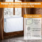 Babeezy Insulated Indoor Air Conditioner Cover with Side Pockets — Blocks Cold Drafts & Reduces Heat Loss | Waterproof, Machine Washable AC Unit Cover with Storage Bag (L: 25*18*3.5inch)