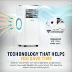 Newair 8,000 BTU Portable Air Conditioner for Bedrooms & Small Rooms | Compact Portable AC Unit for Room with Self-Evaporative Cooling, Dehumidifier & Remote Control | White