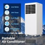 8000 BTU Portable Air Conditioner, Quiet AC Unit for Bedroom w/Remote Control & 24H Timer, 3 in-1 Air Conditioner with Fan & Dehumidifier, Ideal Portable AC for Room up to 350 sq.ft.(15x20 ft²)