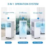Portable Air Conditioner with 8,000 BTU Cooling Power – 3 Modes (Cool, Dehumidify, Fan) for Rooms Up to 350 Sq.Ft, Includes Remote, 24H Timer & Easy-Install Window Kit