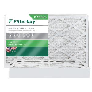 Filterbuy 16x25x4 Air Filter MERV 8 Dust Defense (2-Pack), Pleated HVAC AC Furnace Air Filters Replacement (Actual Size: 15.50 x 24.50 x 3.63 Inches)