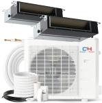Cooper & Hunter 18,000 BTU 2-Zone Concealed Ducted Mini Split Air Conditioner & Heat Pump – 9K+9K Slim Duct Air Handlers – 22.9 SEER2 Inverter System – 25FT Installation Kits – 230V