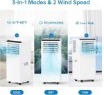 GarveeHome Portable Air Conditioner, Energy Efficient 8000 BTU AC, Window Kit & Remote, 24H Timer, Portable Air Conditioner with Vent.