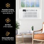 Whirlpool 10,000 BTU Window Air Conditioner with Dehumidifier, 115V, Window AC for Rooms up to 450 Sq. Ft., Living Room, Bedroom, or Kitchen, with Remote Control, Digital Display, and 24H-Timer, White