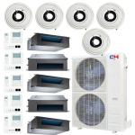 48,000 BTU 5 Zone 9k+9k+9k+9k+9k Concealed Duct Mini Split with Installation Kits, 20.5 SEER2 4 Ton Penta Zone Five Zone Slim Duct Air Conditioners