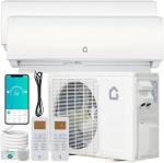 20K Dual 2 Zone Mini Split Air Conditioner and Heater, 20 SEER2 208-230V 9000 + 12000 BTU Wifi Mini Split AC/Heating System Multi Zone, Ductless, Wall Unit, with Installation Kits