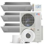 Cooper & Hunter 55,000 BTU 3-Zone Ductless Mini Split Air Conditioner & Heat Pump – 18K+18K+18K 1-Way Ceiling Cassette Air Handlers – 21.3 SEER2 – 25FT Installation Kits – 230V