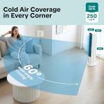 SereneLife Evaporative Air Cooler Tower with Remote, 5L Tank, 4 Ice Boxes, 3 Speeds, Quiet Standing Cooler with Oscillation for Home, Office or Bedroom, Portable & Energy Efficient, 10” x 13” x 39”