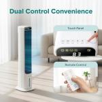 SereneLife Evaporative Air Cooler Tower with Remote, 5L Tank, 4 Ice Boxes, 3 Speeds, Quiet Standing Cooler with Oscillation for Home, Office or Bedroom, Portable & Energy Efficient, 10” x 13” x 39”