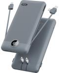 Portable 10000mAh Power Bank with Built-in Cables