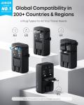 Anker Nano Travel Adapter, 5-Port Power Adapter with 1× 2-Pin AC, 2 USB A, 2 USB C for 20W, Smart Temperature Control, Works in 200+ Countries, Not a Voltage Converter, Travel Essentials (1-Pack)