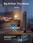 Dreo Tower Fan for Bedroom, 2026 Upgraded DC Motor, 28ft/s High Velocity, 20dB Ultra Quiet Standing Fan, 8 Speeds 4 Modes, 90° Oscillating Bladeless Fan for Indoors, Floor Fans with Remote, Black