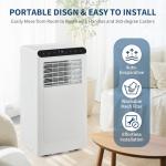 GarveeLife Efficient & Quiet Cooling - 8000 BTU 4-in-1 Portable Air Conditioner with Dehumidifier, Fan & Sleep Mode - Cools up to 350 Sq.Ft - Remote, 24H Timer, Window Kit - White Control Panel