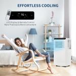 GarveeLife Efficient & Quiet Cooling - 8000 BTU 4-in-1 Portable Air Conditioner with Dehumidifier, Fan & Sleep Mode - Cools up to 350 Sq.Ft - Remote, 24H Timer, Window Kit - White Control Panel