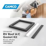 Camco 14-Inch x 14-Inch Camper Roof A/C Gasket Kit - Features a Waterproof Compression Seal, Self-Adhesive Picture Frame Gasket, and Self-Adhesive Leveling Pads (25071)
