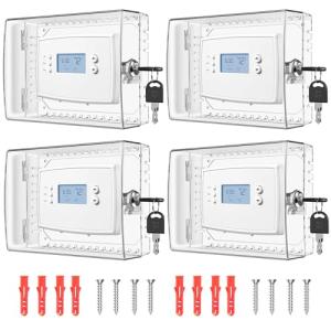 4 PCS Thermostat Lock Box with Key, Large Thermostat Cover with Lock for Thermostat on Wall, AC Control Lock Box Cover with Key, Air Conditioner Lockbox Fits Thermostats 5" H x 6.3" W or Smaller