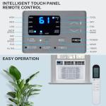 ROVSUN 12000 BTU Air Conditioner Window Unit with Heat, 4-in-1 Window AC Unit Cooler, Heater, Dehumidifier & Fan with Timer, Remote Control & Installation Kit for Rooms up to 550 Sq. Ft, 208/230V