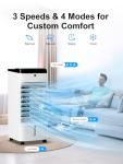 Uthfy Portable Air Conditioners, 3 IN 1 Evaporative Air Cooler with Detachable Water Tank, 6 Ice Packs, 12H Timer, 120° Oscillation, Remote, 3 Speeds, 4 Modes, Swamp Cooler for Bedroom, Office