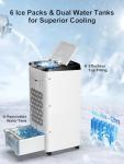 Uthfy Portable Air Conditioners, 3 IN 1 Evaporative Air Cooler with Detachable Water Tank, 6 Ice Packs, 12H Timer, 120° Oscillation, Remote, 3 Speeds, 4 Modes, Swamp Cooler for Bedroom, Office