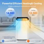 DOMANKI 14000 BTU Portable Air Conditioner and Heater for Room up 700 Sq. Ft.,4-IN-1 Quiet Portable Ac Unit with Heater Dehumidifier Fan Function, Remote Control, Sleep Mode, 24H Timer (Black)