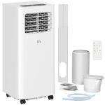 HOMCOM 8000 BTU Portable Air Conditioner for Rooms Up to 345 Sq. Ft., 3-in-1 AC Unit with Dehumidifier, Cooling Fan, Sleep, Remote, 24H Timer On/Off, Window Installation Kit, White