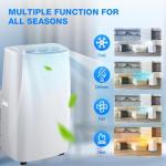 Air Choice 14000 BTU Portable Air Conditioner, 4-in-1 Air Conditioner Portable for Room Up to 700 Sq.Ft. with Remote, Auto Swing, Quiet AC Unit as Heater Dehumidifier Fan, 24H Timer, Window Kit, White