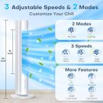 CENSTECH Evaporative Air Cooler, 35" Windowless Air Conditioner Portable w/3 Speeds, 25ft Remote, Smart Timer & Water Tank, Portable Air Conditioners No Windows Needed, 90°Oscillating AC Unit for Room