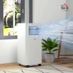 HOMCOM 8000 BTU Portable Air Conditioner for Rooms Up to 345 Sq. Ft., 3-in-1 AC Unit with Dehumidifier, Cooling Fan, Sleep, Remote, 24H Timer On/Off, Window Installation Kit, White