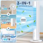 CENSTECH Evaporative Air Cooler, 35" Windowless Air Conditioner Portable w/3 Speeds, 25ft Remote, Smart Timer & Water Tank, Portable Air Conditioners No Windows Needed, 90°Oscillating AC Unit for Room