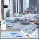 HOMCOM 8000 BTU Portable Air Conditioner for Rooms Up to 345 Sq. Ft., 3-in-1 AC Unit with Dehumidifier, Cooling Fan, Sleep, Remote, 24H Timer On/Off, Window Installation Kit, White