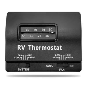 7330F3852 RV Air Conditioner Thermostat Single Stage Heat/Cool Compatible with Coleman Mach Series,Black