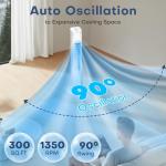 CENSTECH Evaporative Air Cooler, 35" Windowless Air Conditioner Portable w/3 Speeds, 25ft Remote, Smart Timer & Water Tank, Portable Air Conditioners No Windows Needed, 90°Oscillating AC Unit for Room