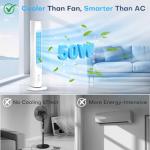 CENSTECH Evaporative Air Cooler, 35" Windowless Air Conditioner Portable w/3 Speeds, 25ft Remote, Smart Timer & Water Tank, Portable Air Conditioners No Windows Needed, 90°Oscillating AC Unit for Room