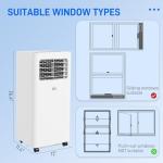 HOMCOM 8000 BTU Portable Air Conditioner for Rooms Up to 345 Sq. Ft., 3-in-1 AC Unit with Dehumidifier, Cooling Fan, Sleep, Remote, 24H Timer On/Off, Window Installation Kit, White