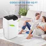 12000 BTU Ultra Silent Portable Air Conditioner, 3-in-1 Remote Control AC with 24-Hour Timer, Cools up to 550 sq. ft. Low Noise/Energy Efficient for Bedrooms, Offices, White